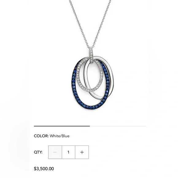 Bloomingdale’s Blue Sapphire and diamond white gold neckless - Picture 6 of 7